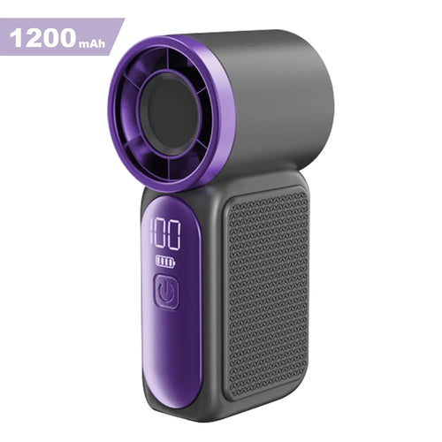 Mini Handheld Fan with LED Display – 6-Speed Turbo Pocket size Fan for Women. USB Rechargeable, High-Speed Cooling for Travel & Makeup. Perfect  Gift.  Portable Refrigeration - Style: Gray